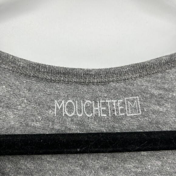 NWT URBAN OUTFITTERS Mouchette Gray White Stripe Shark Bite Hem Crop Top Medium - Picture 4 of 5